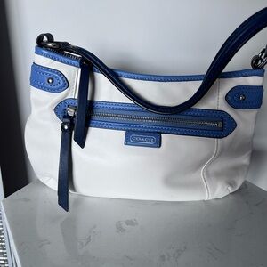 Coach White and Blue Shoulder Bag